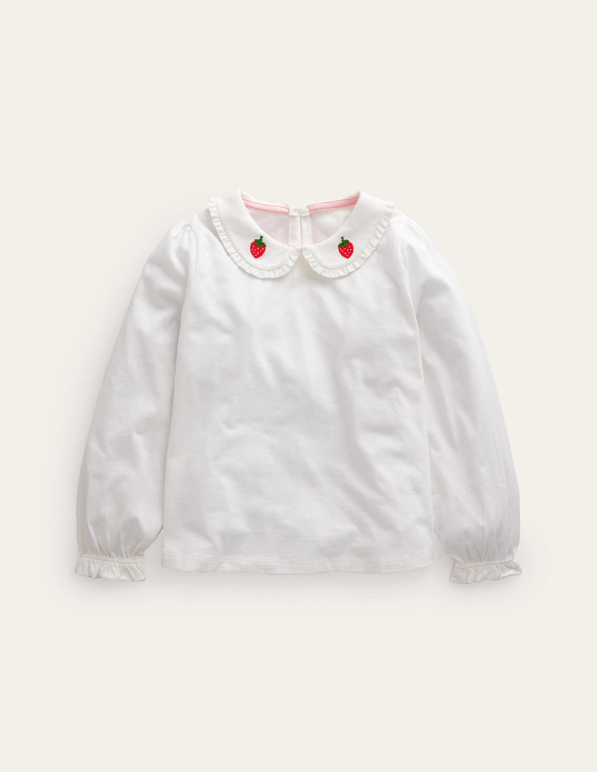 Collared Jersey Top-Ivory Strawberry - Image 1