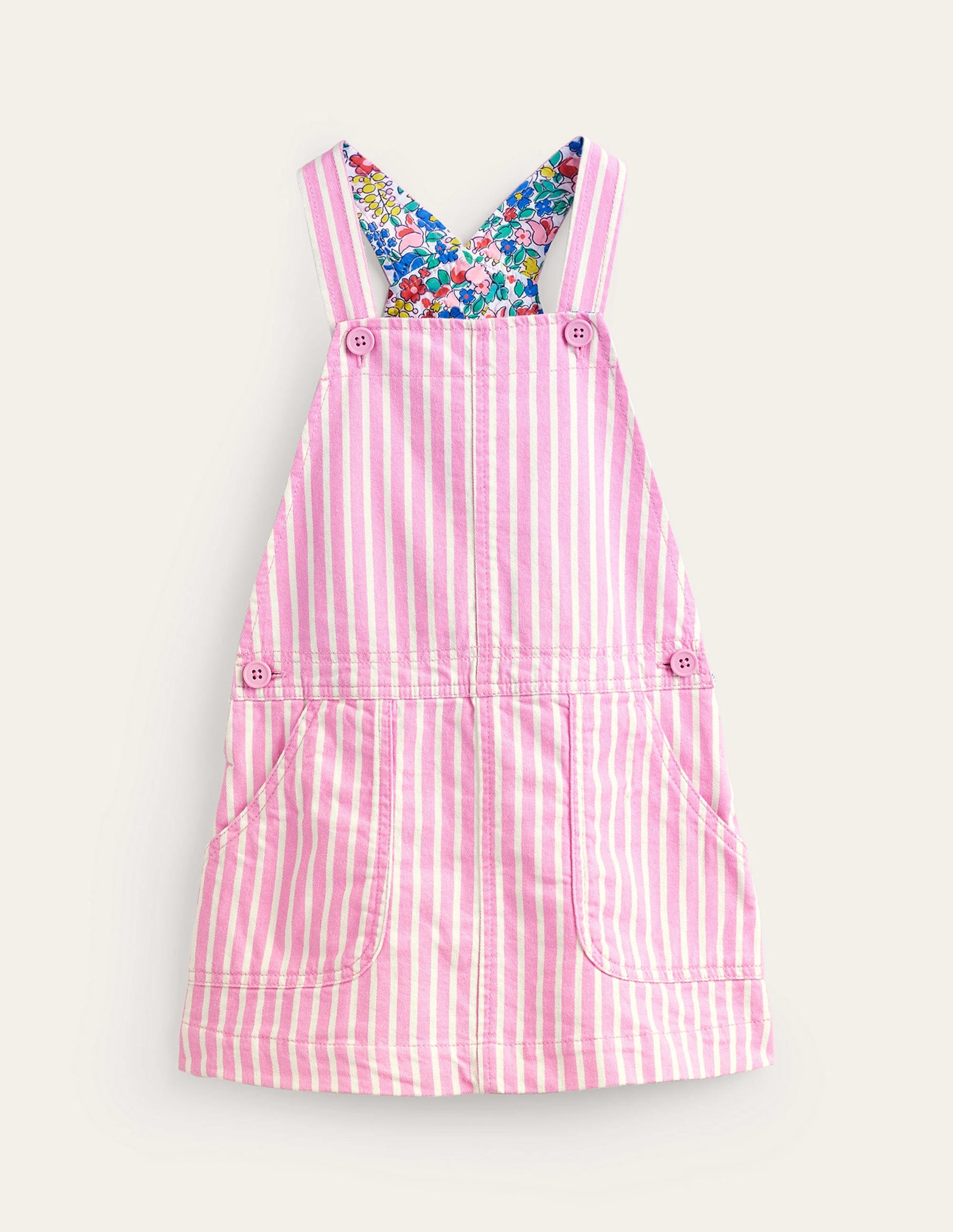 Dungaree Dress-Cosmic Pink / Ivory Stripe - Image 1
