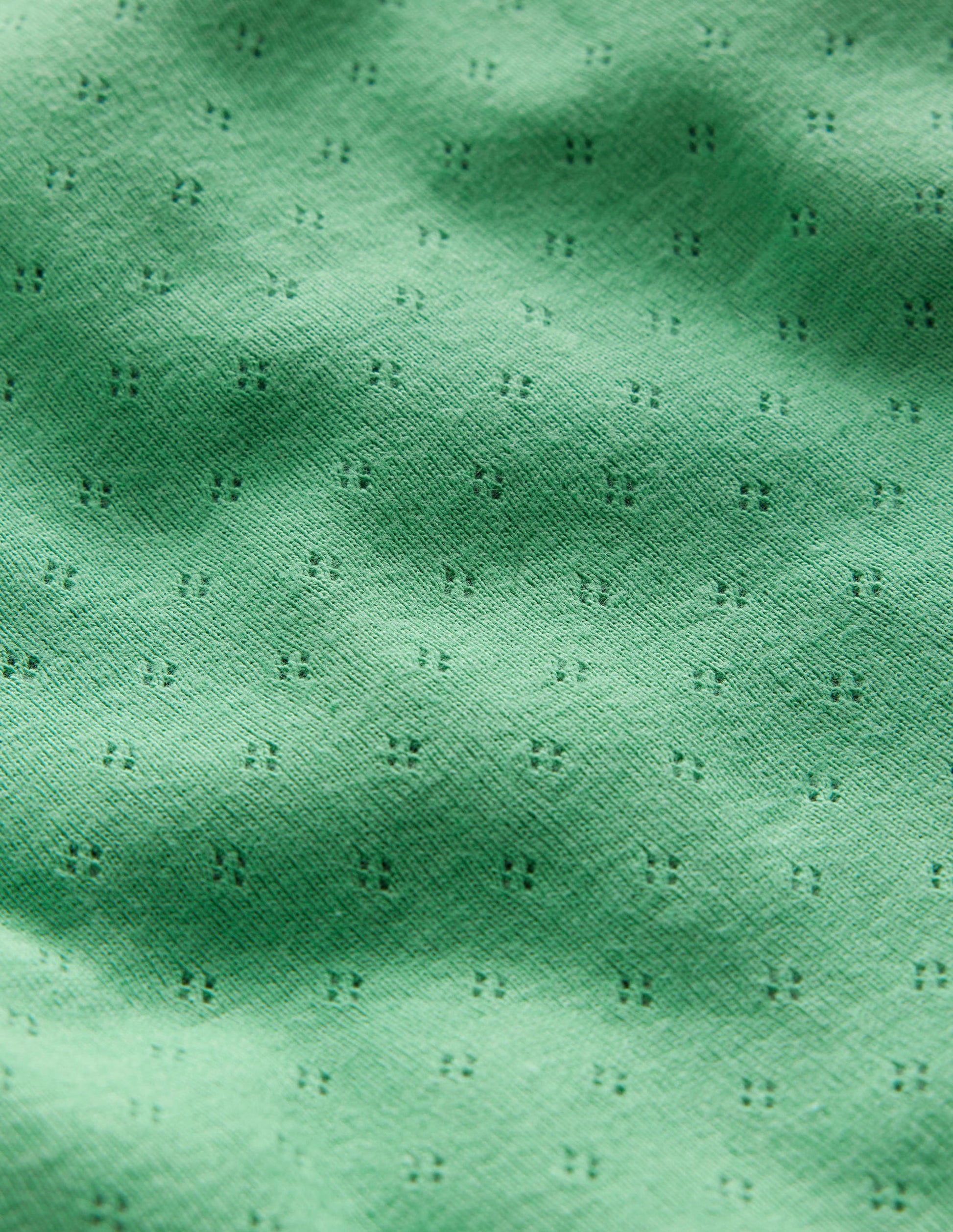 Kurzärmeliges Pointelle-Oberteil-Aloe Grün-3