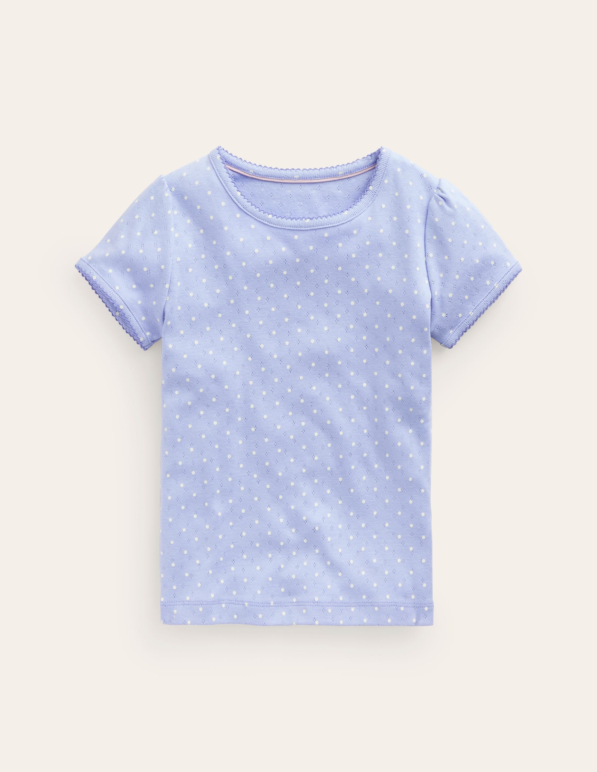 Kurzärmeliges Pointelle-Oberteil-Etoile Blau Punkte - Image 1