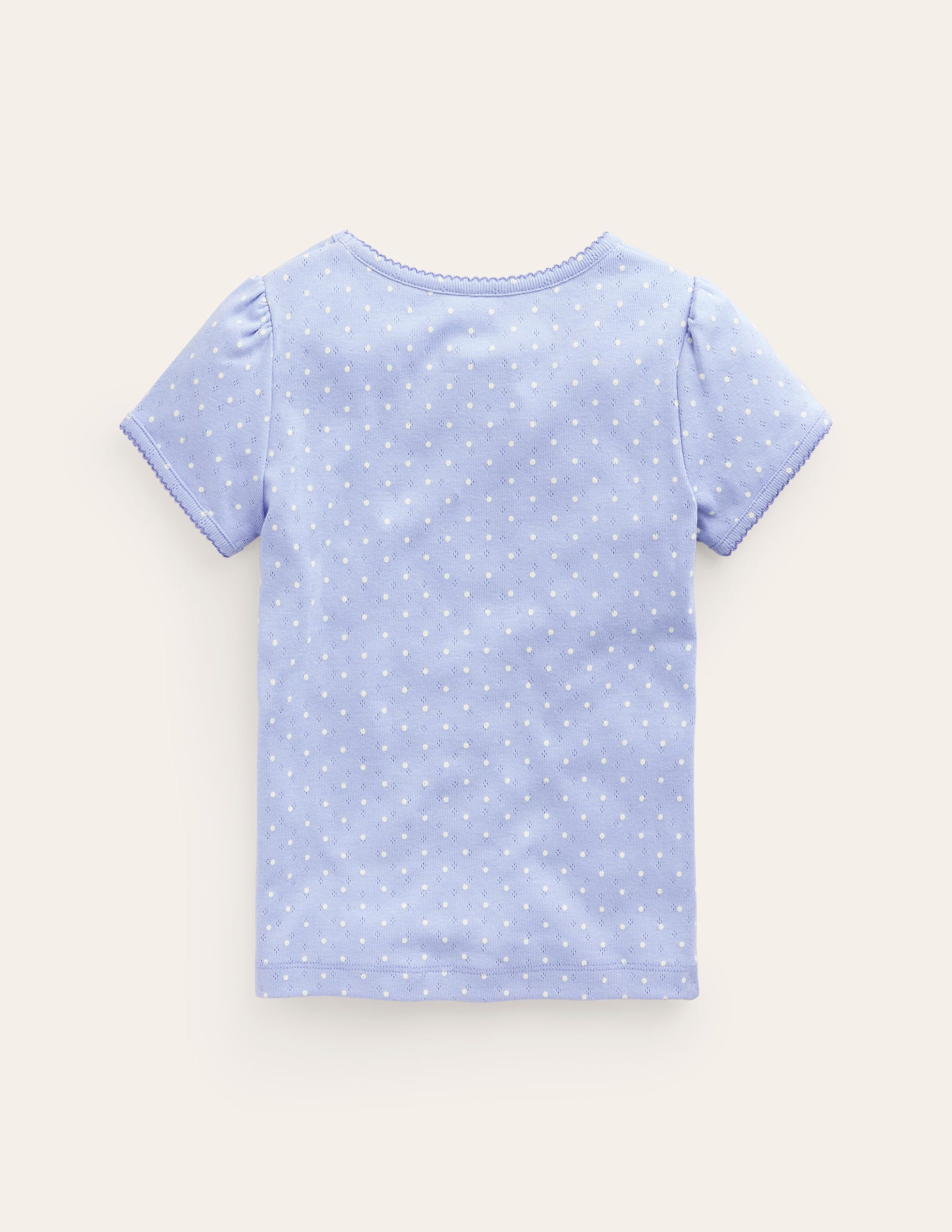 Kurzärmeliges Pointelle-Oberteil-Etoile Blau Punkte-2