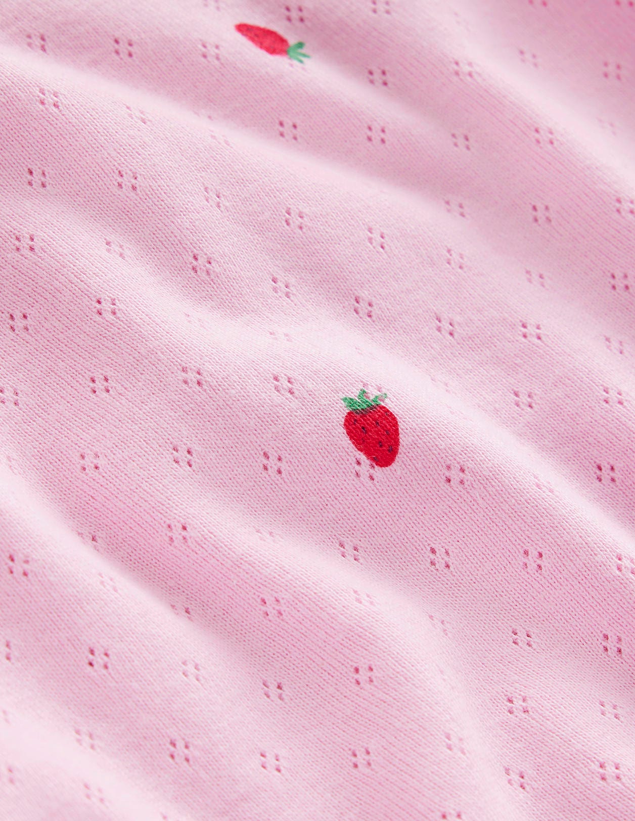 Kurzärmeliges Pointelle-Oberteil-Zuckererbsen Rosa Erdbeeren - Image 3