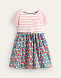 Robe motif pêle-mêle en jersey-Motif floral nautique