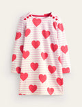 Robe façon marinière fun-Cœur rayé rouge coquelicot