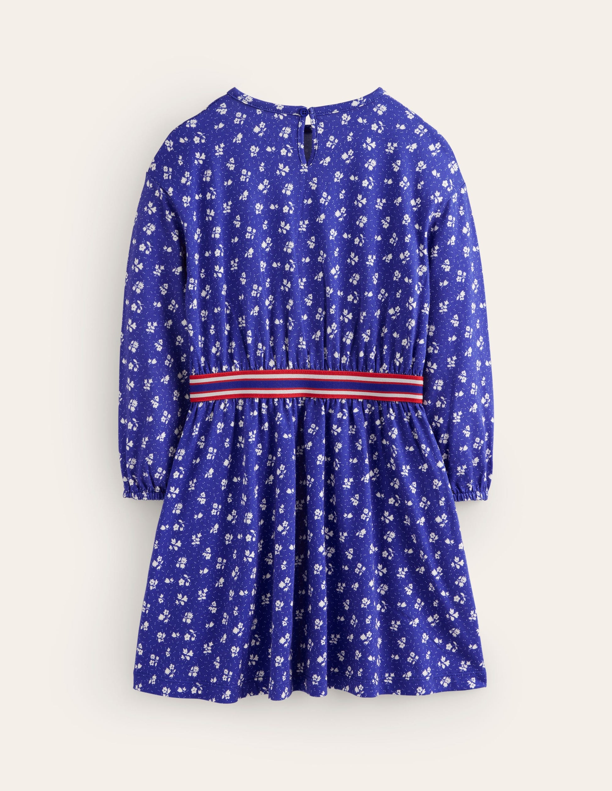 Gemustertes Kleid mit Blousonärmeln-Schuluniform-Marineblau Frühling-2