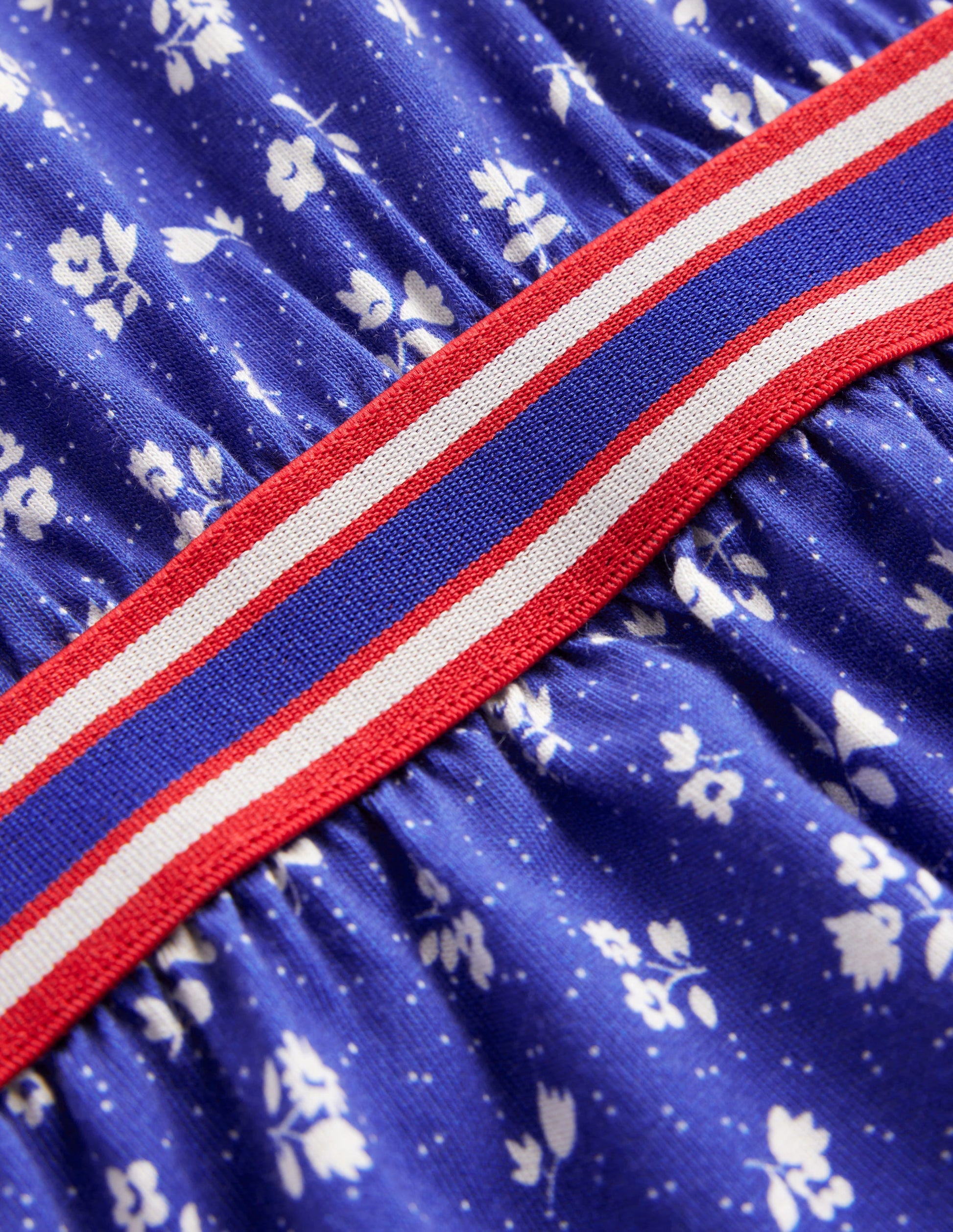 Gemustertes Kleid mit Blousonärmeln-Schuluniform-Marineblau Frühling-3
