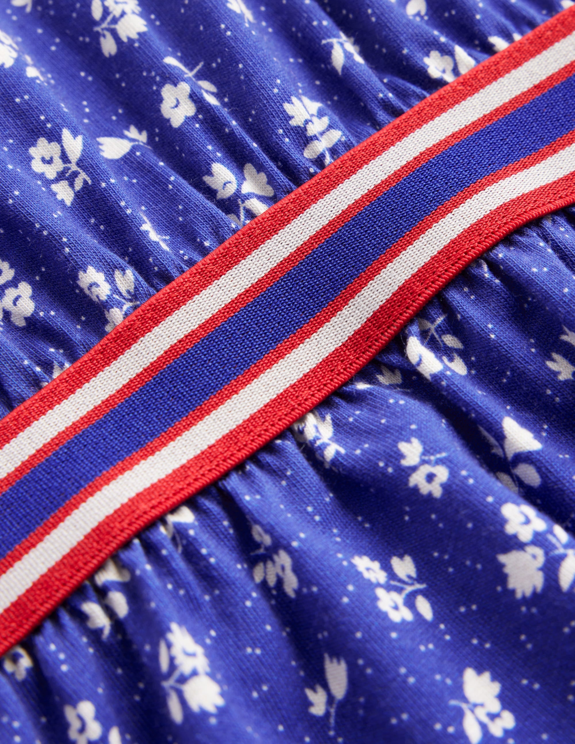 Gemustertes Kleid mit Blousonärmeln-Schuluniform-Marineblau Frühling - Image 3