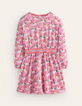 Gemustertes Kleid mit Blousonärmeln-Ballett Rosa Einhörner