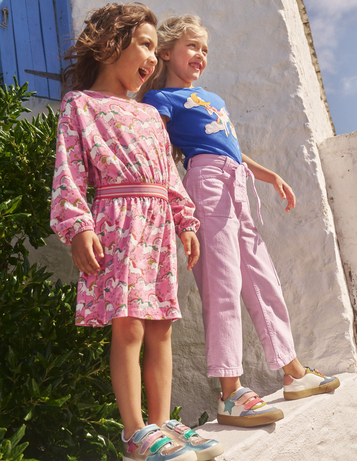 Gemustertes Kleid mit Blousonärmeln-Ballett Rosa Einhörner-4