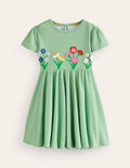 Flutter Twirly Dress-Pistachio Green Flowers