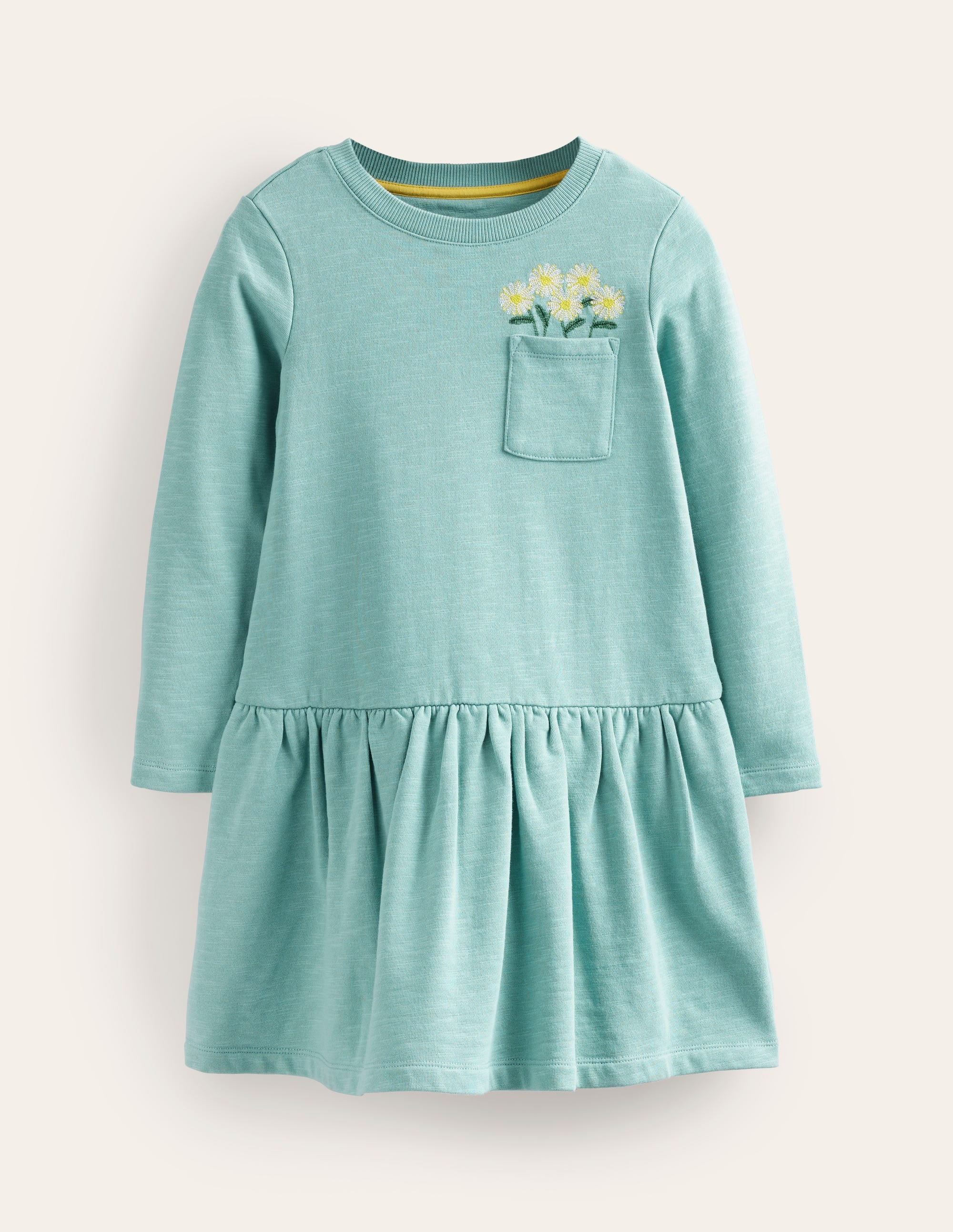 Robe-sweat brodée-Fleurs bleu géorgien - Image 1