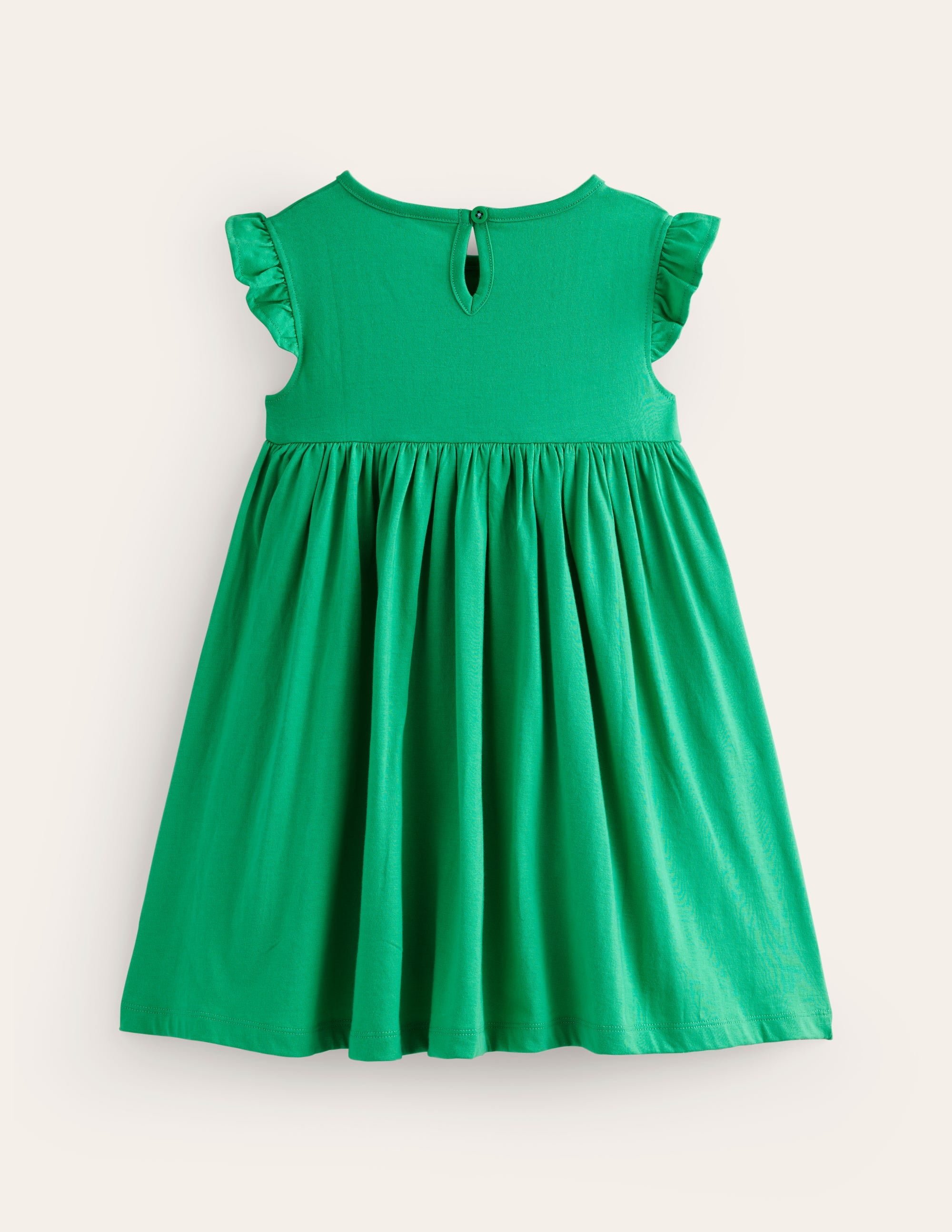 Frill Sleeve Appliqué Dress-Pea Green Sheep - Image 2
