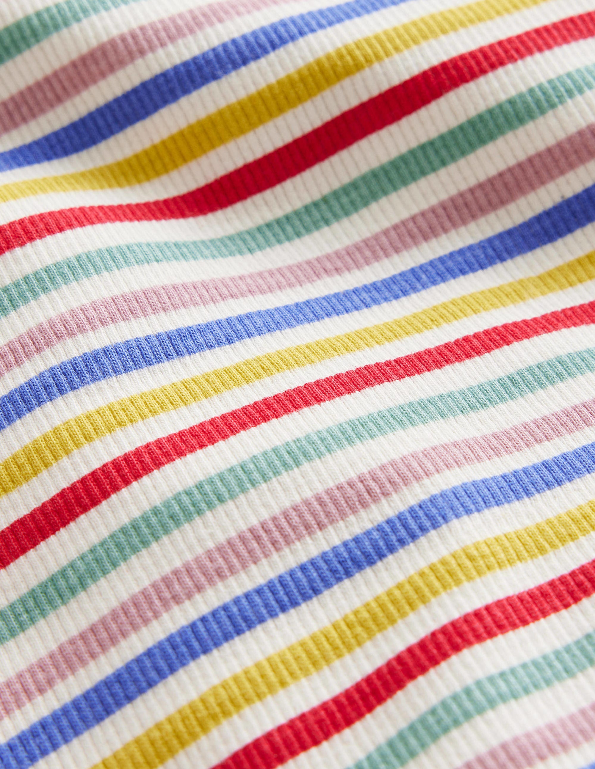 T-shirt côtelé et rayé-Bleu surf/rouge confiture - Image 3