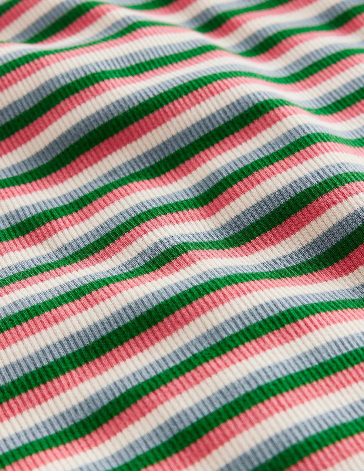 Gestreiftes T-Shirt aus Rippstrick-Rosa/Grün - Image 3