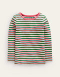 Gestreiftes T-Shirt aus Rippstrick-Rosa/Grün
