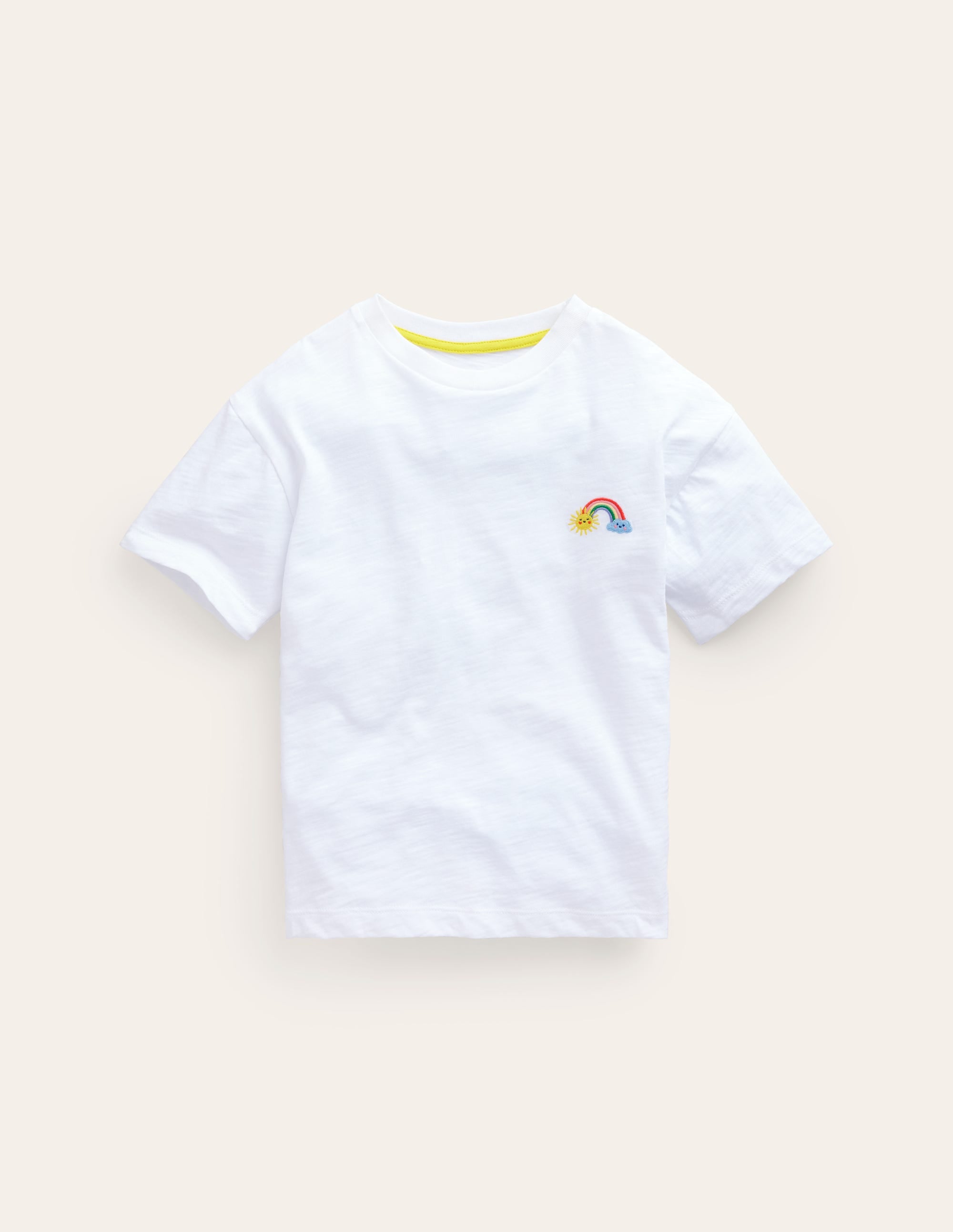 T-shirt à logo brodé-Arc-en-ciel blanc - Image 1