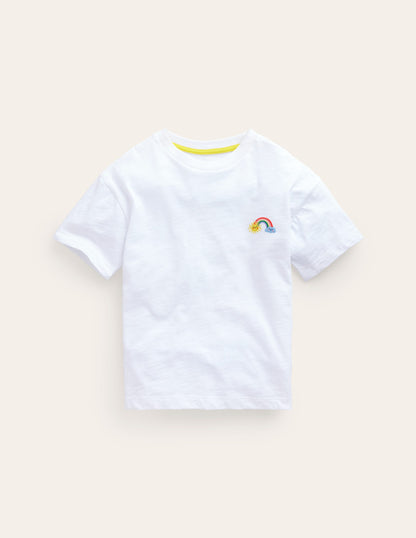 T-shirt à logo brodé-Arc-en-ciel blanc-1