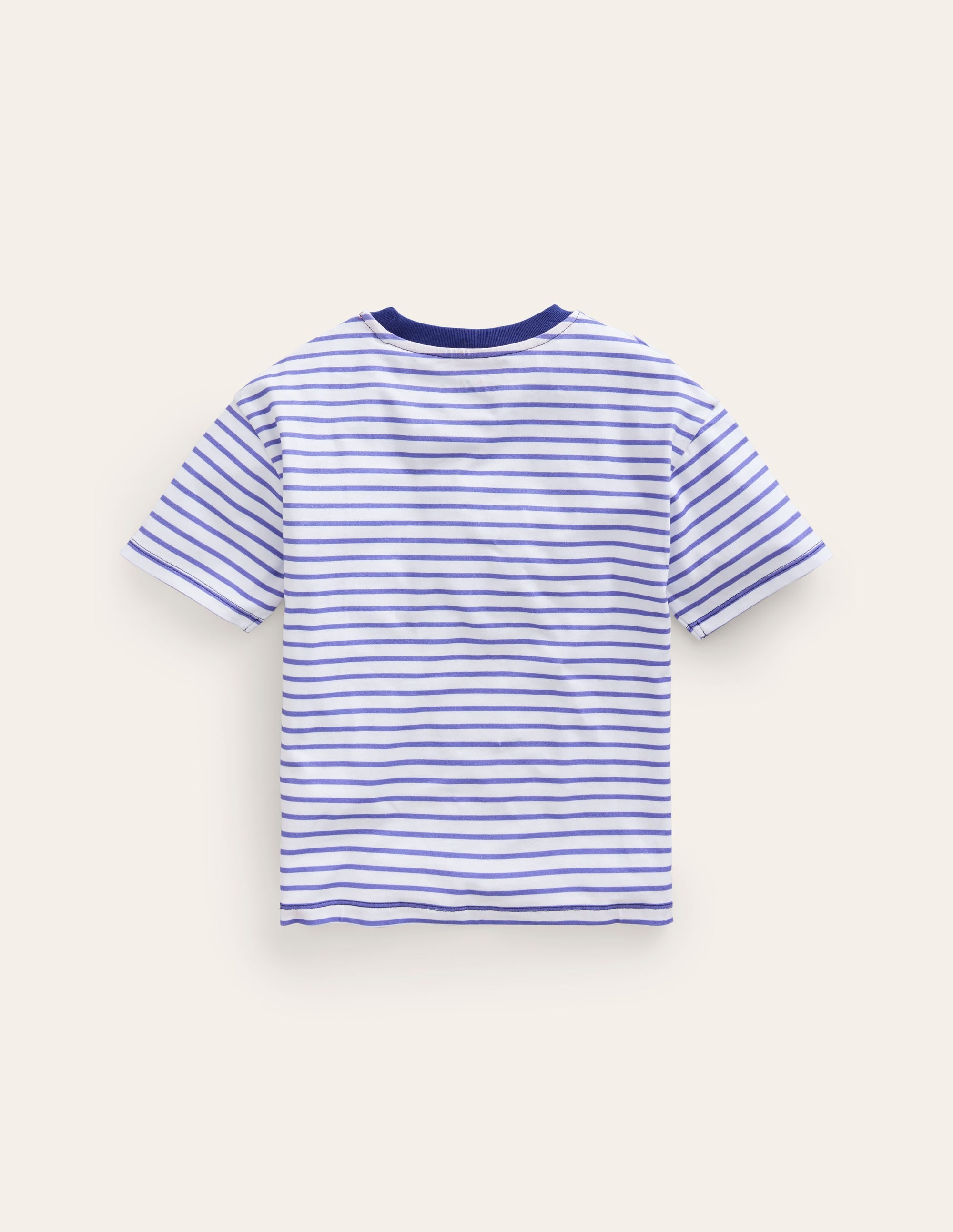 Lockeres T-Shirt aus Bouclé-Tiefblau/Naturweiß Herz - Image 2