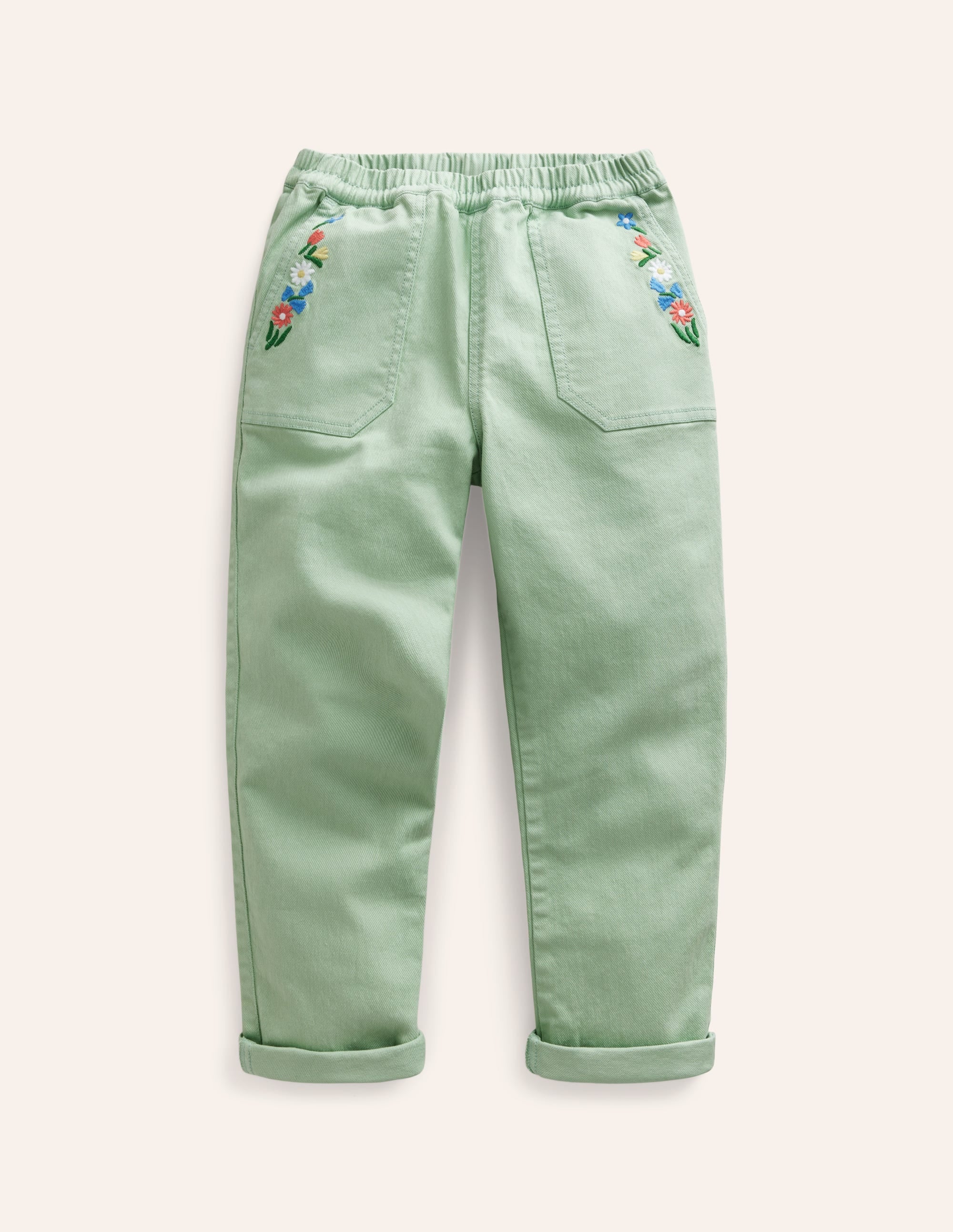Pantalon à enfiler-Broderie vert aloe vera - Image 1