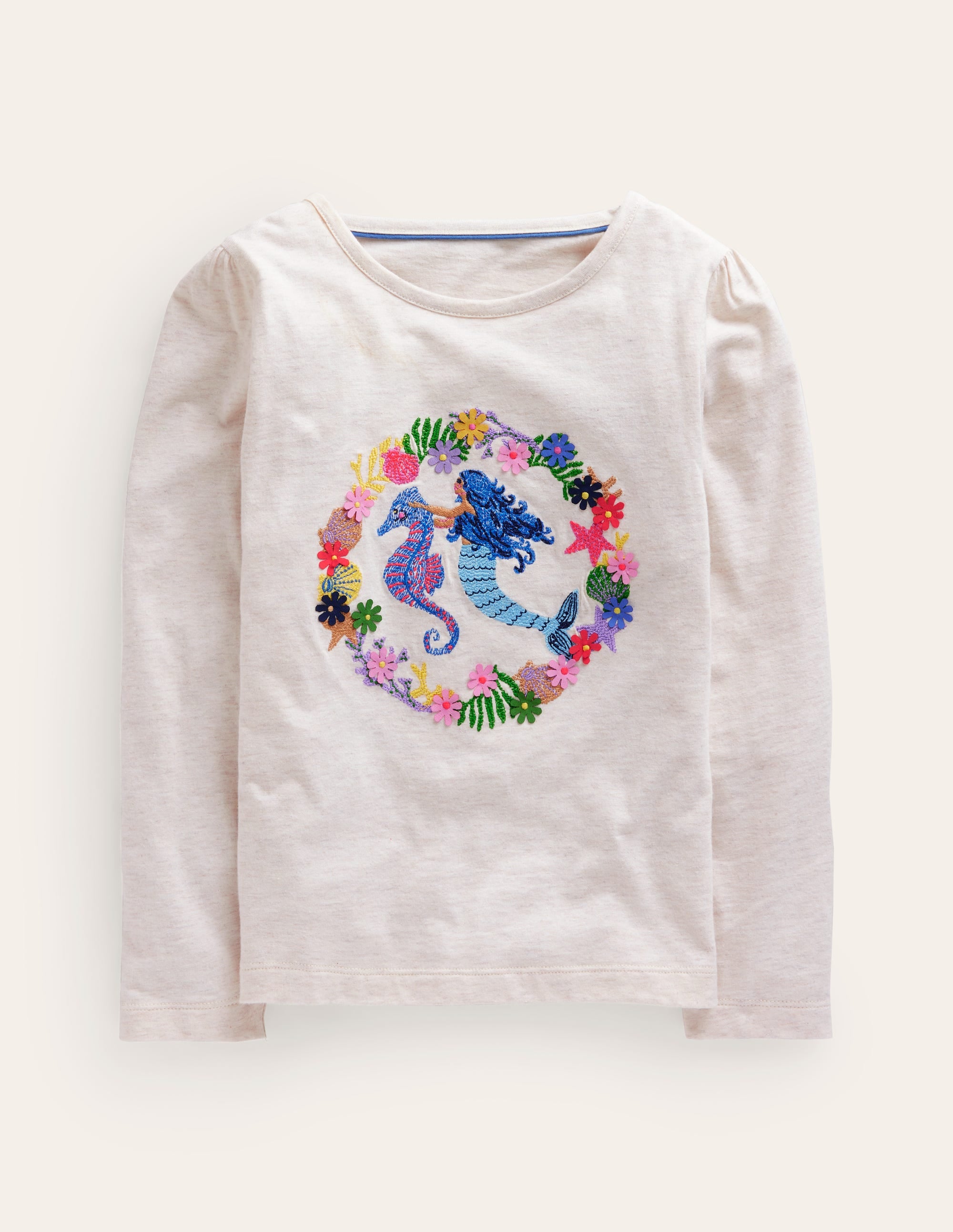 Superstitch-Oberteil mit Puffärmeln-Haferbeige Meliert Meerjungfrau - Image 1