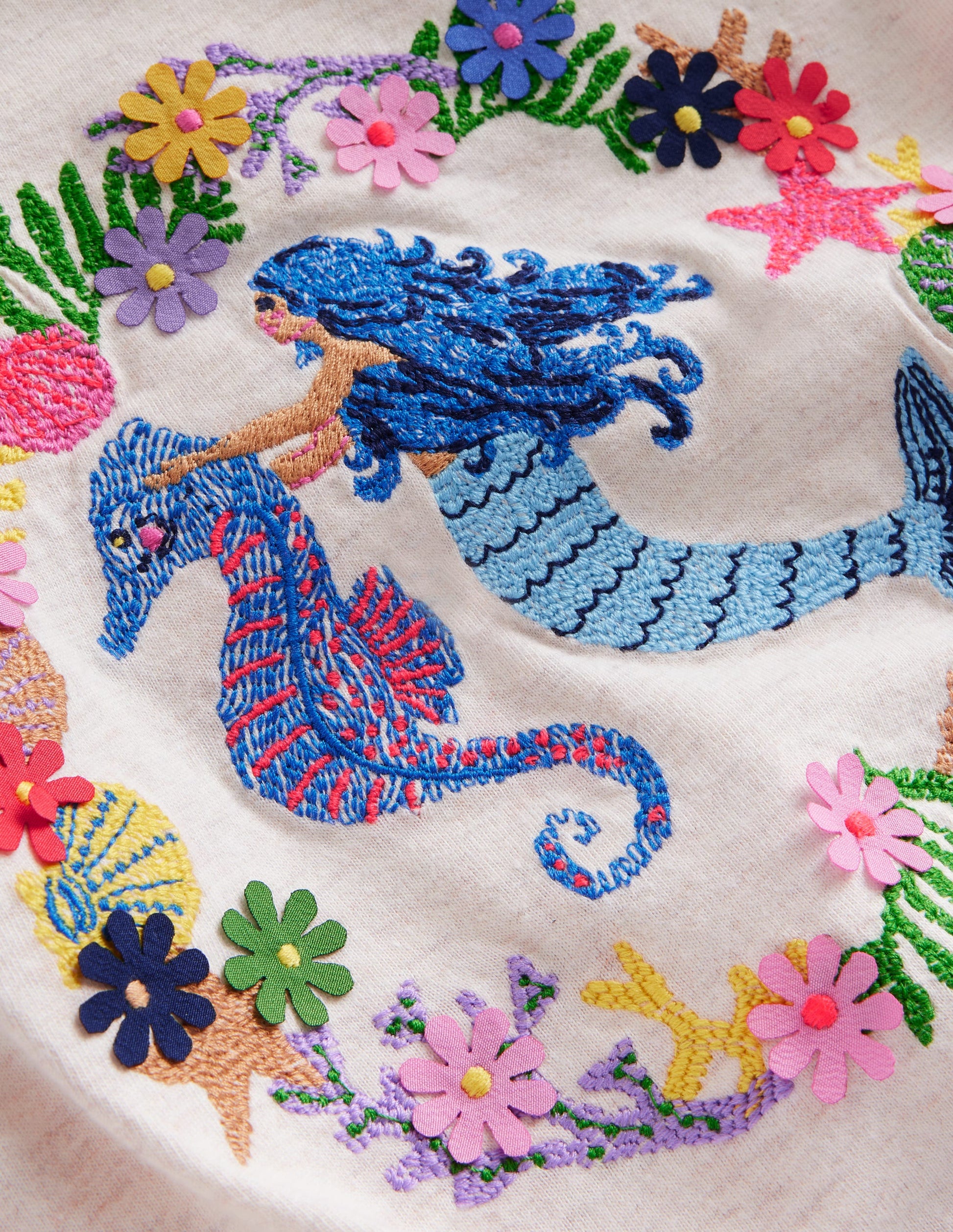 Superstitch-Oberteil mit Puffärmeln-Haferbeige Meliert Meerjungfrau-3