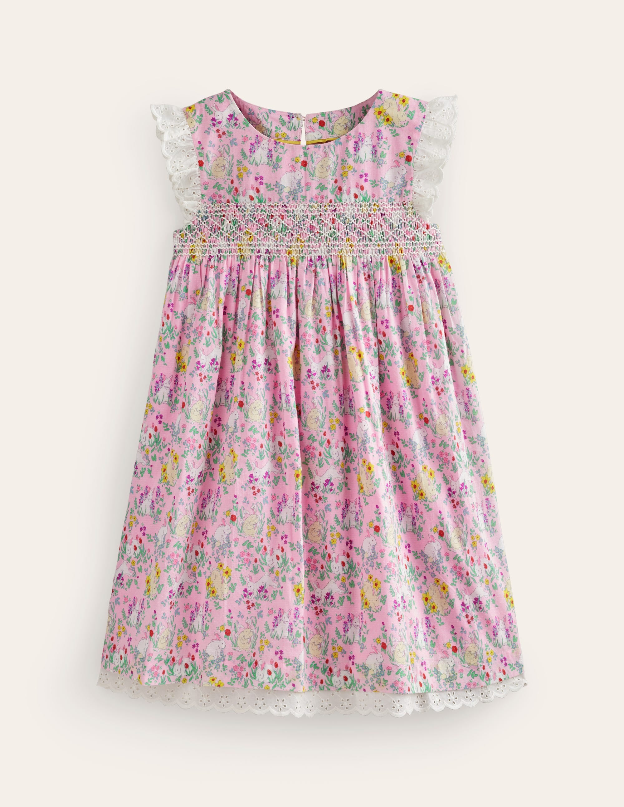 Robe à smocks et détails dentelle-Motif Bunny Meadow pois de senteur - Image 1