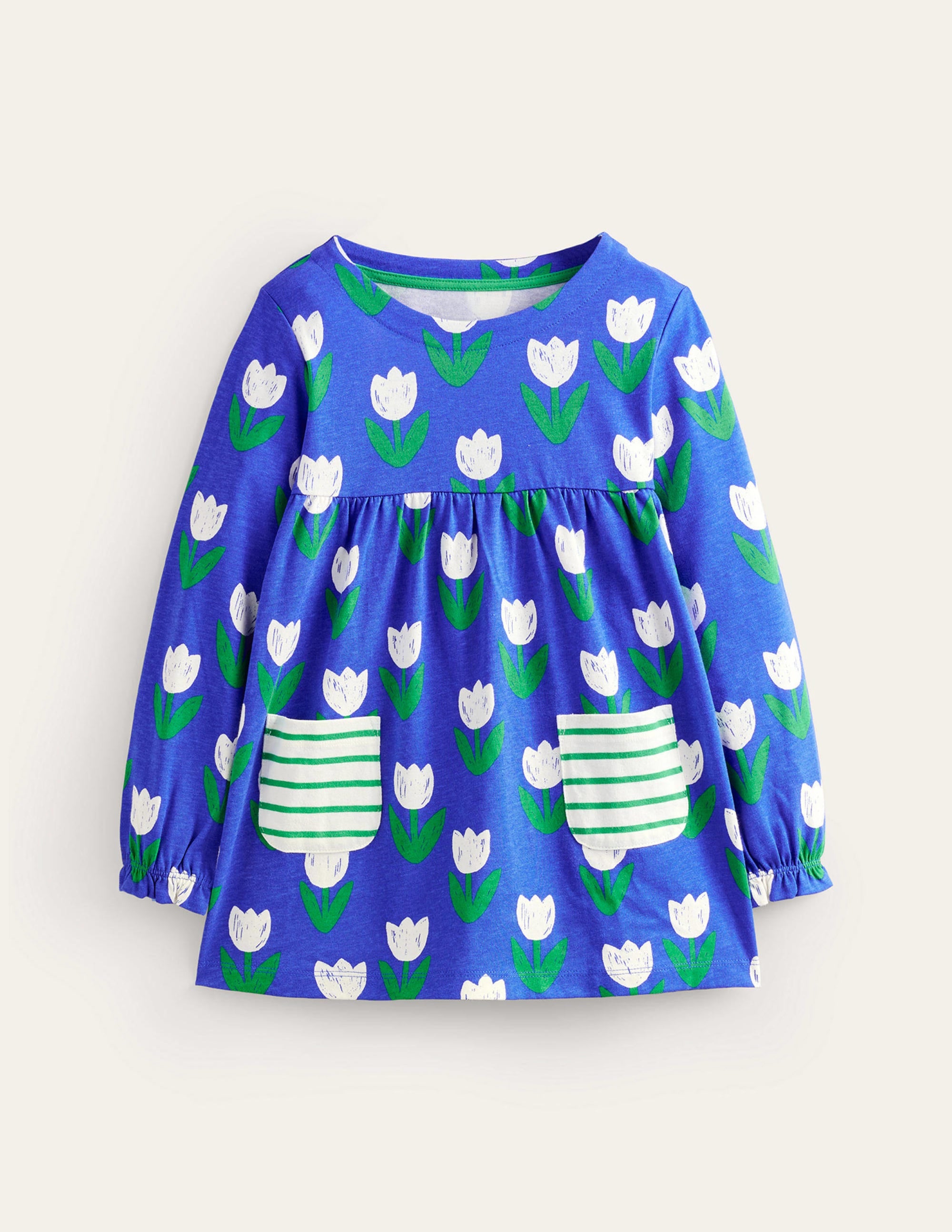 Tunique à imprimé pêle-mêle-Tulipes bleu héron - Image 1