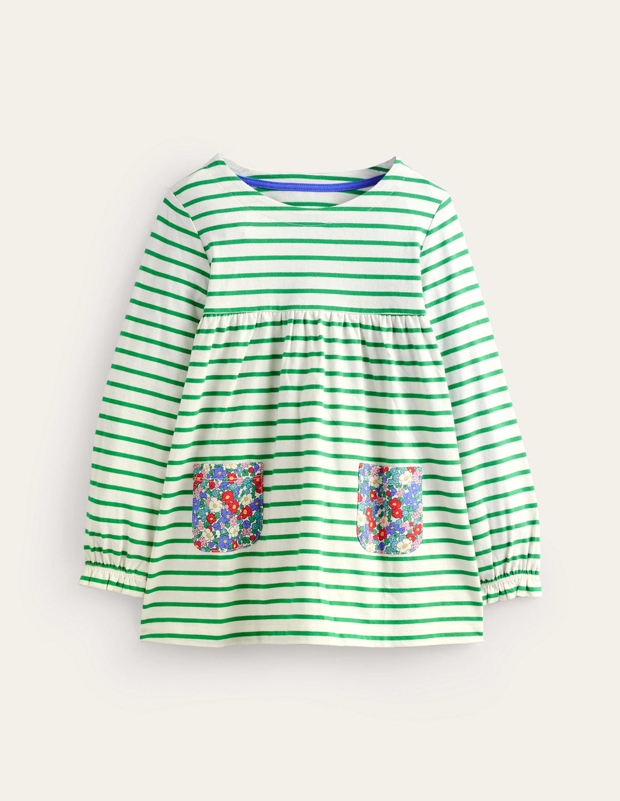 Tunique à imprimé pêle-mêle-Motif floral vert haricot/ivoire - Image 1