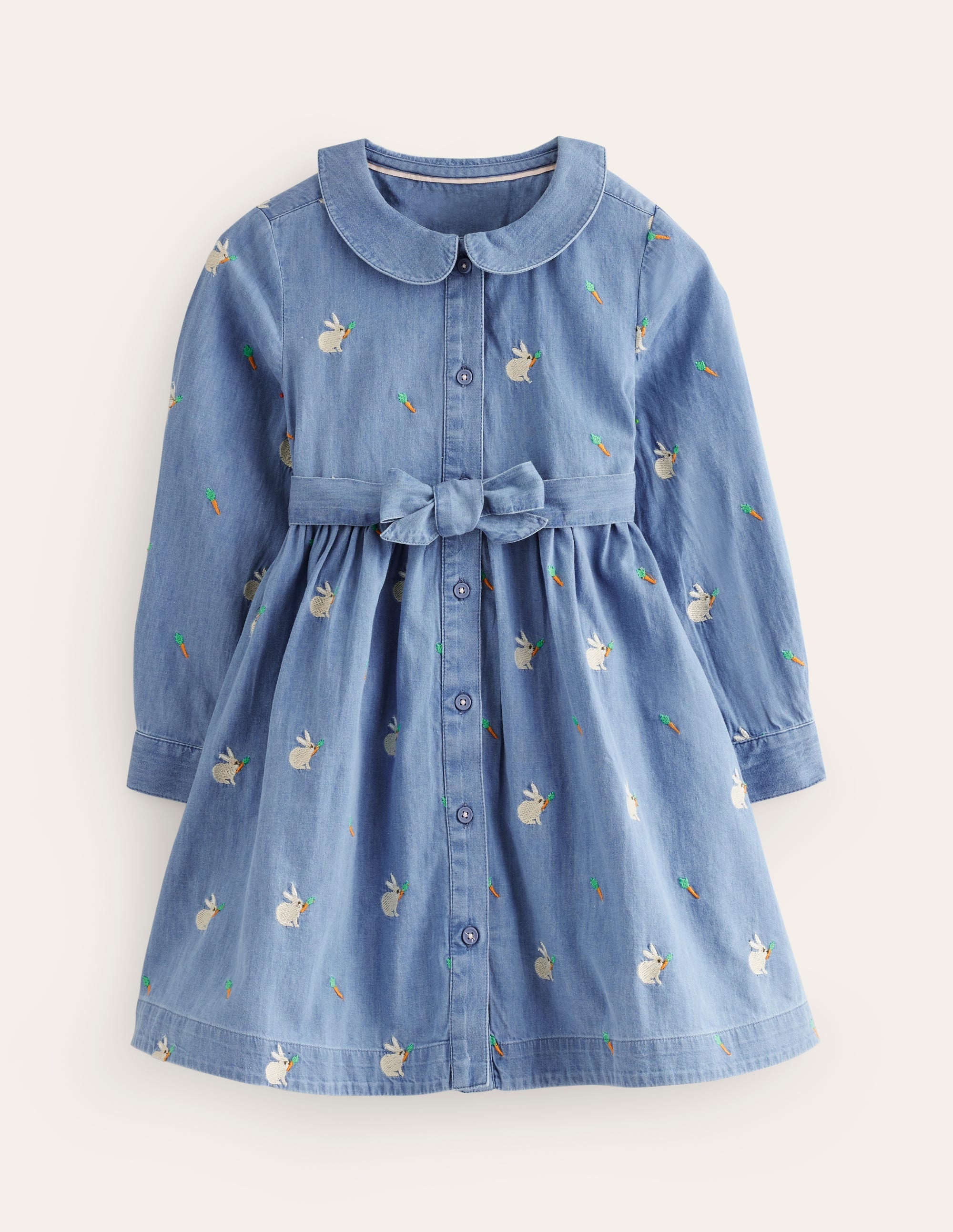 Besticktes Hemdblusenkleid-Chambray Häschen - Image 1