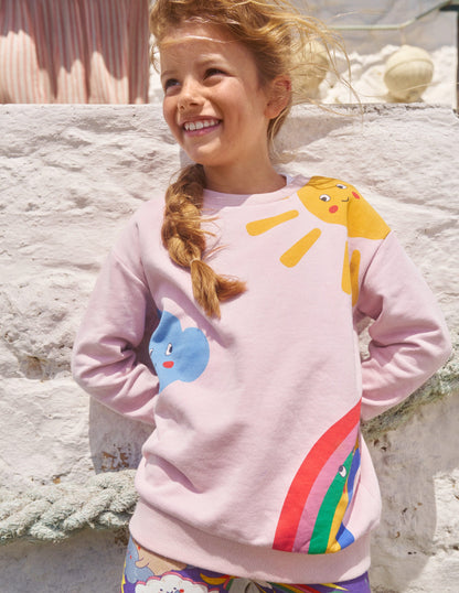 Lockeres, langes Sweatshirt-Französisches Rosa Wetter-1