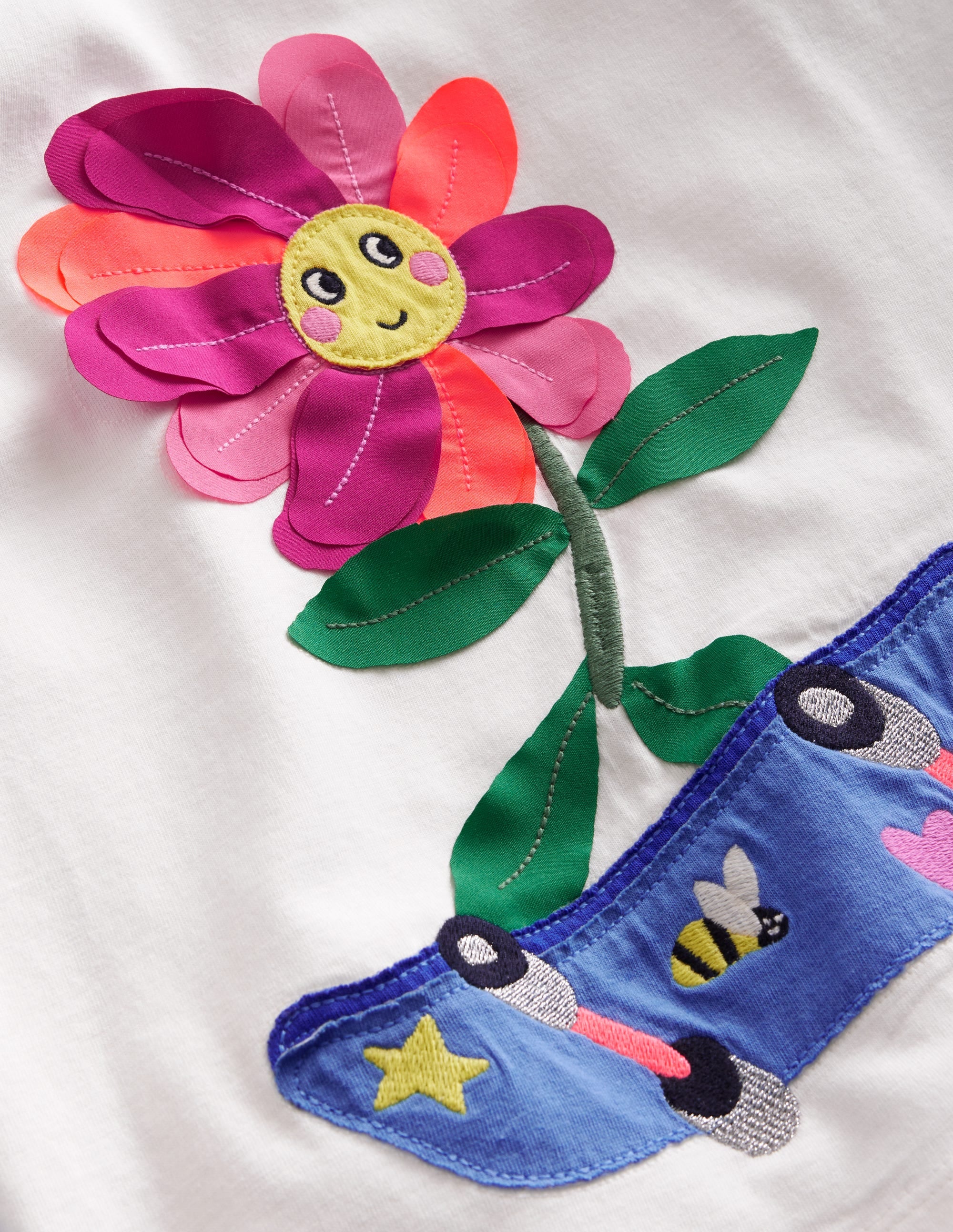 T-shirt manches raglan à appliqué-Fleur bleu surf/gousse de vanille - Image 3