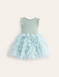 Tüllkleid mit Blütenblattrock-Vintage Blau
