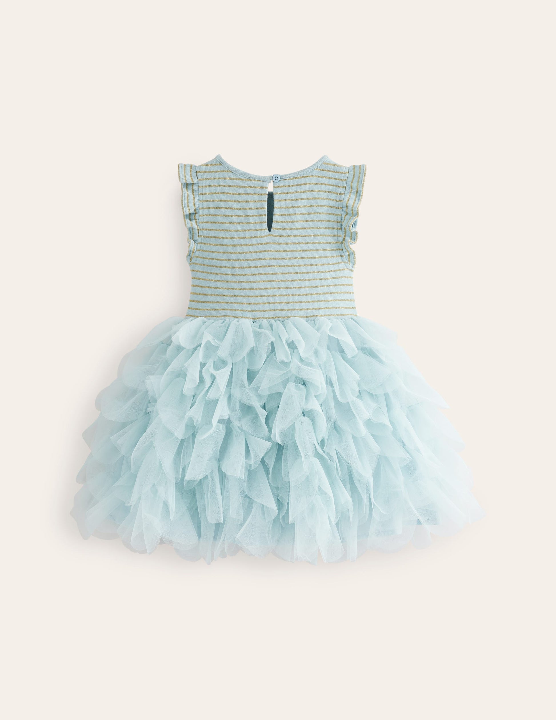 Tüllkleid mit Blütenblattrock-Vintage Blau-2