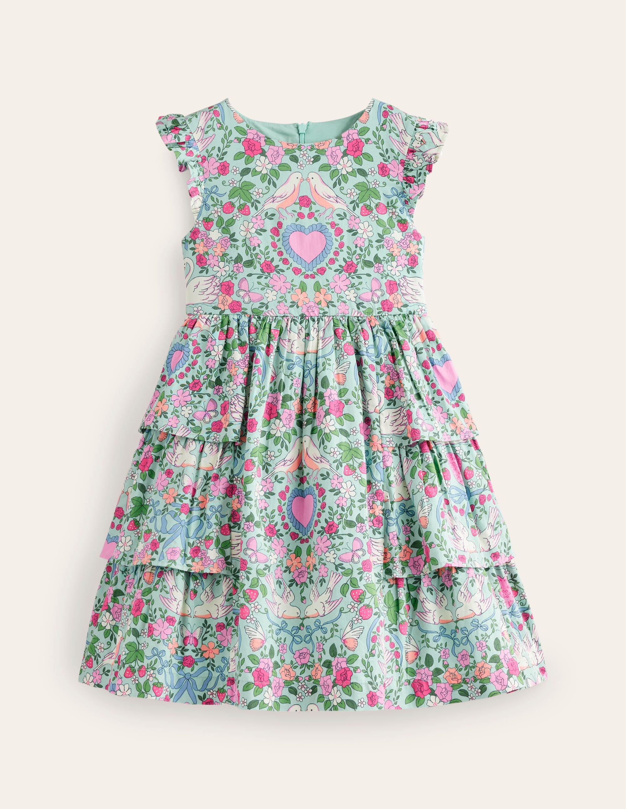 Klassisches Partykleid-Grün Liebe Vögel - Image 1