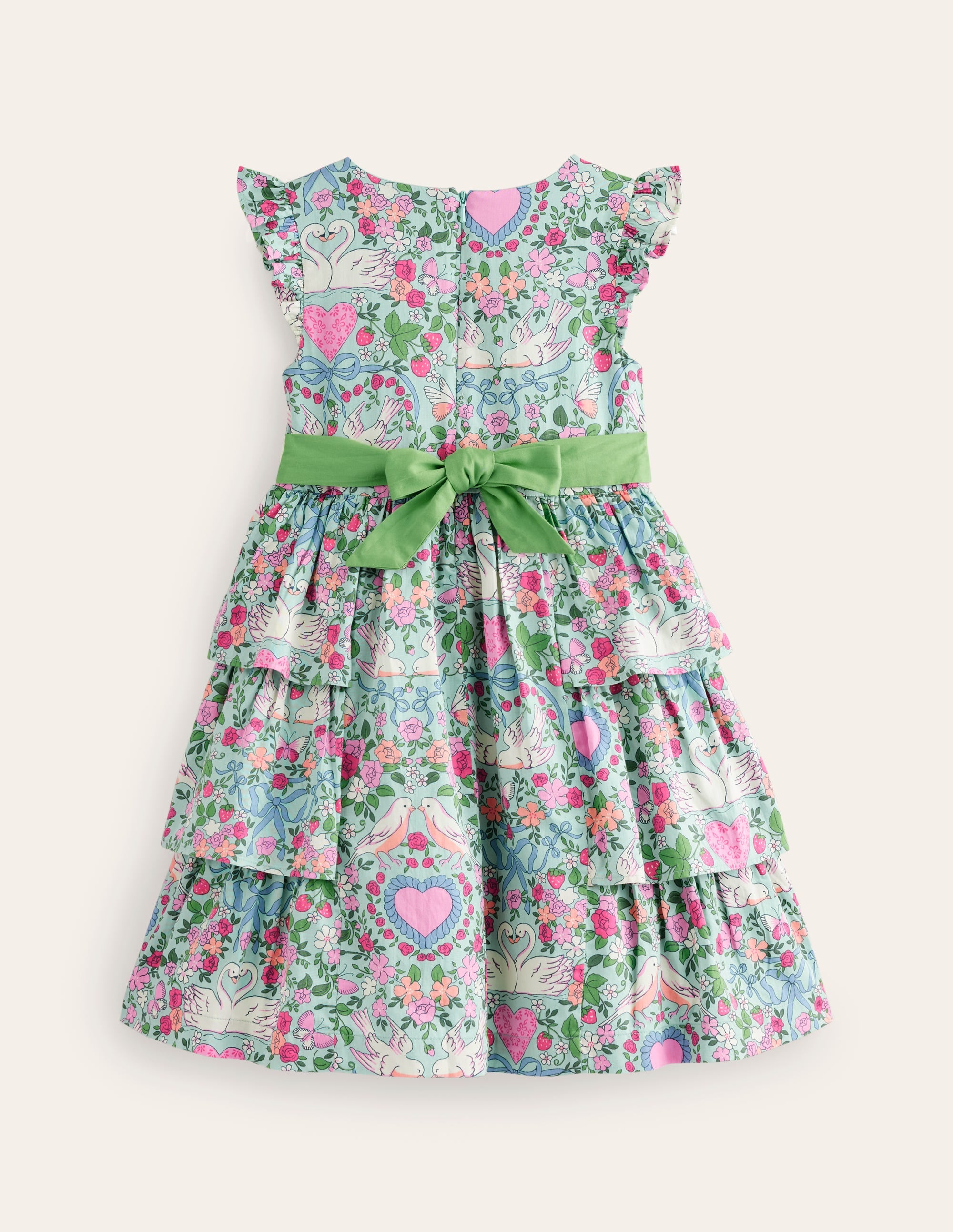 Klassisches Partykleid-Grün Liebe Vögel - Image 2