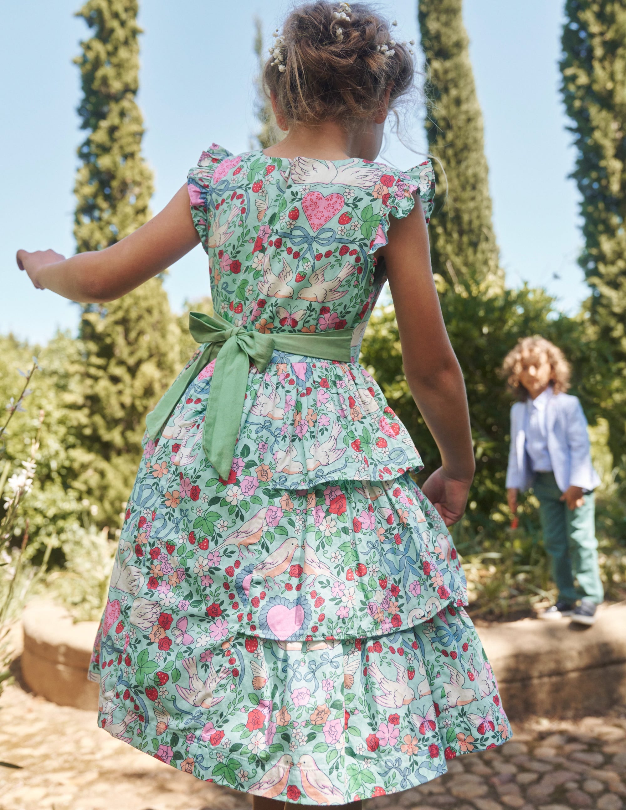 Klassisches Partykleid-Grün Liebe Vögel - Image 5