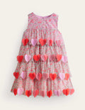 Robe de fête avec cœurs vaporeux-Lit de fleurs rose