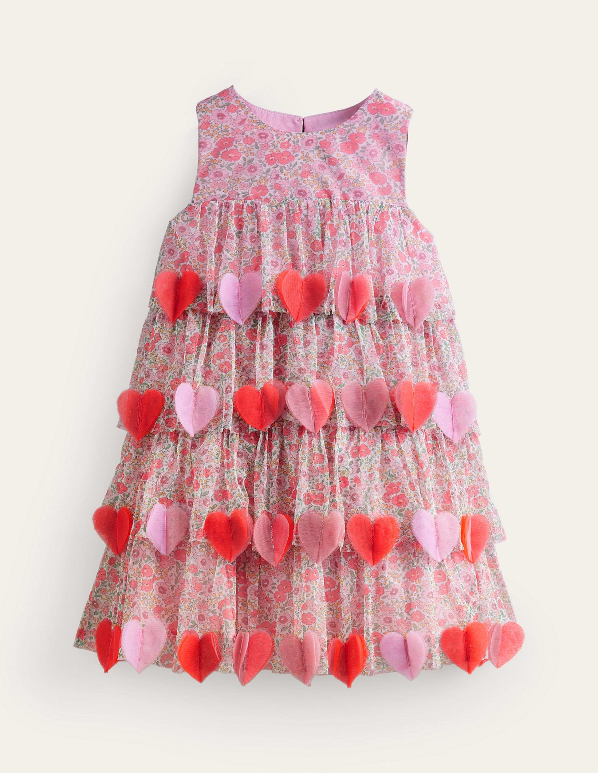 Robe de fête avec cœurs vaporeux-Lit de fleurs rose-1