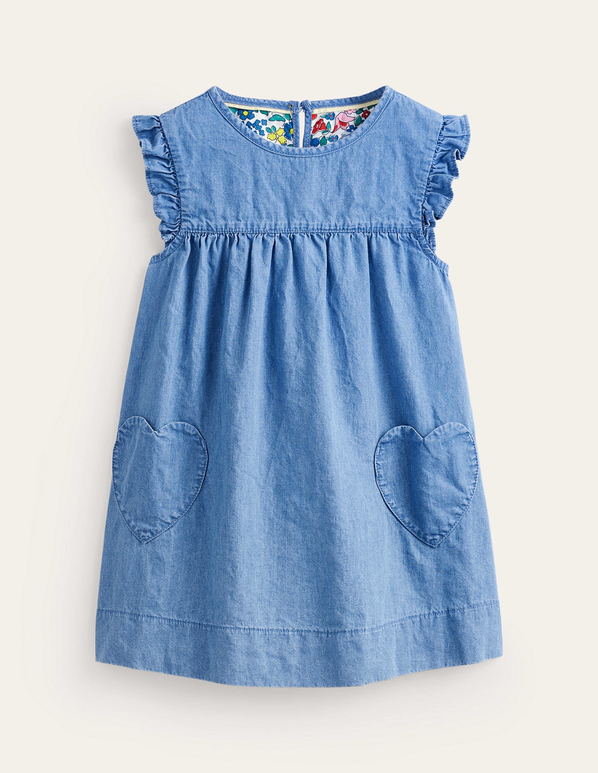 Tunique tissée à poches cœurs-Bleu chambray - Image 1