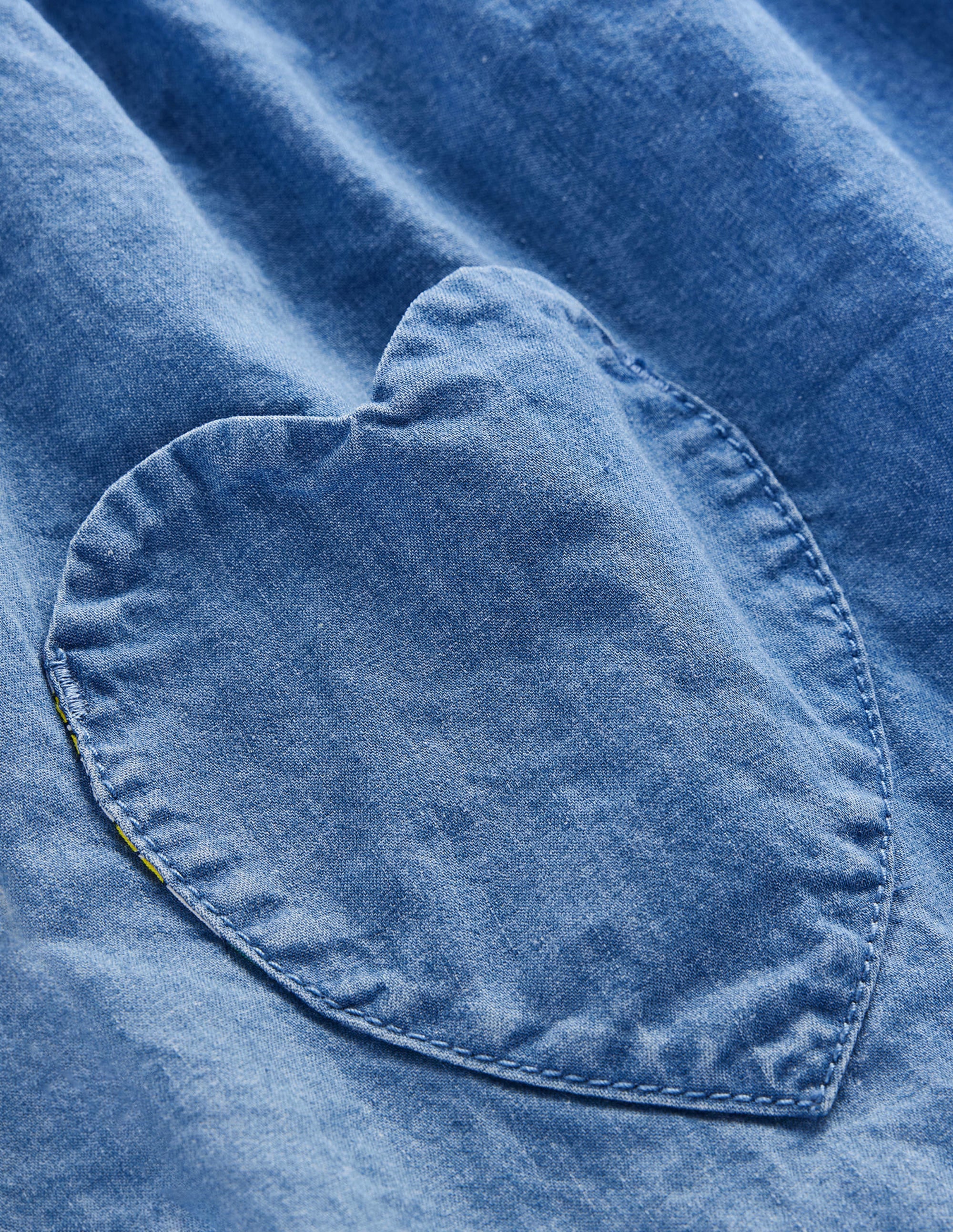 Tunique tissée à poches cœurs-Bleu chambray - Image 3