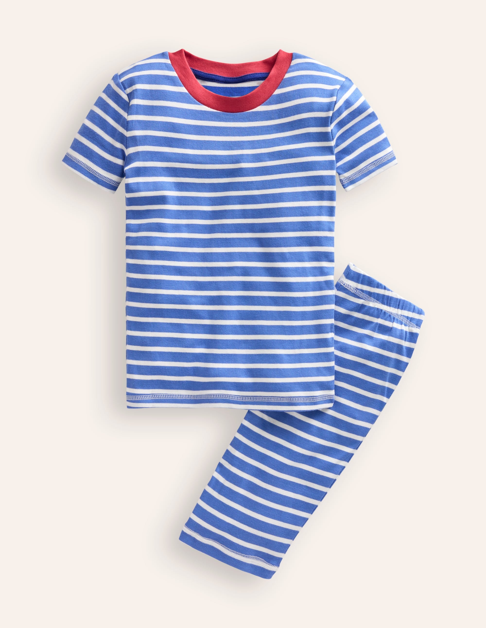 Snug Striped Short Pyjamas-Wisteria Blue/Ivory - Image 1