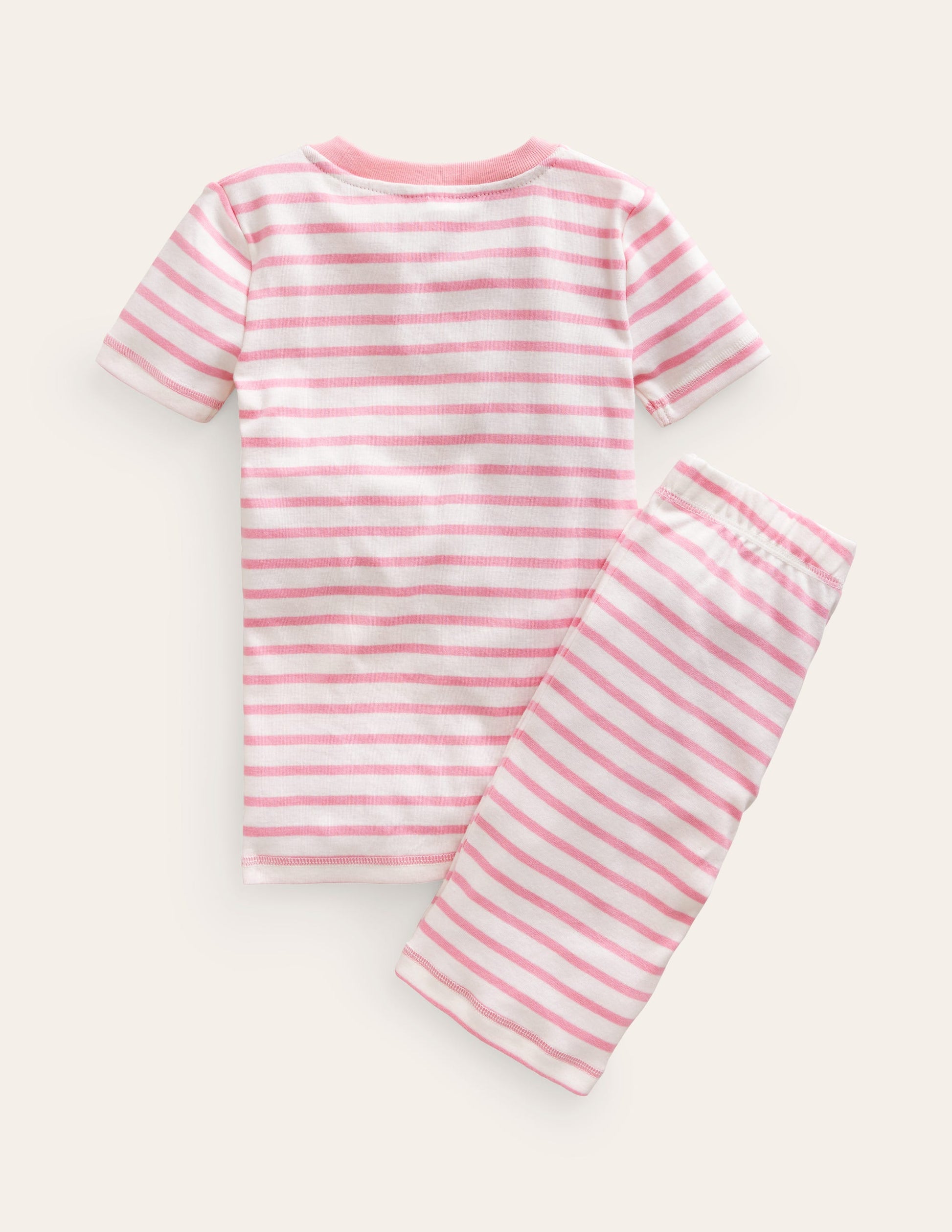 Eng anliegender, kurzer Schlafanzug mit Streifen-Naturweiß/Rosa Streifen Breton-2