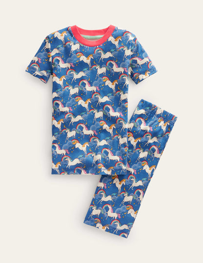 Pyjama court douillet-Licornes arc-en-ciel geai bleu-1