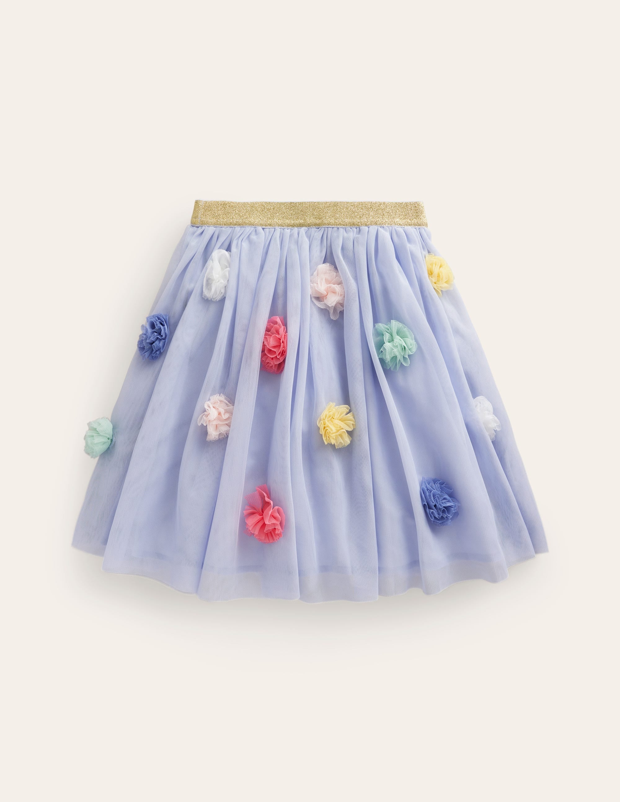 Jupe midi en tulle à pompons-Bleu Provence - Image 2