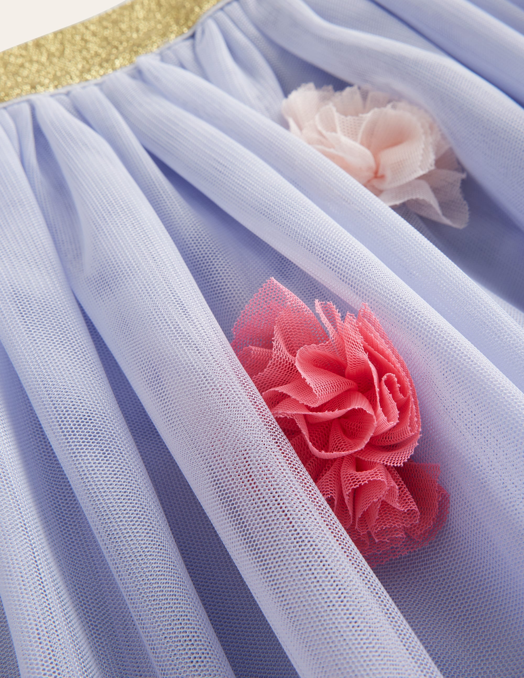 Jupe midi en tulle à pompons-Bleu Provence - Image 3