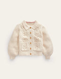Gilet épais à col-Écru chiné