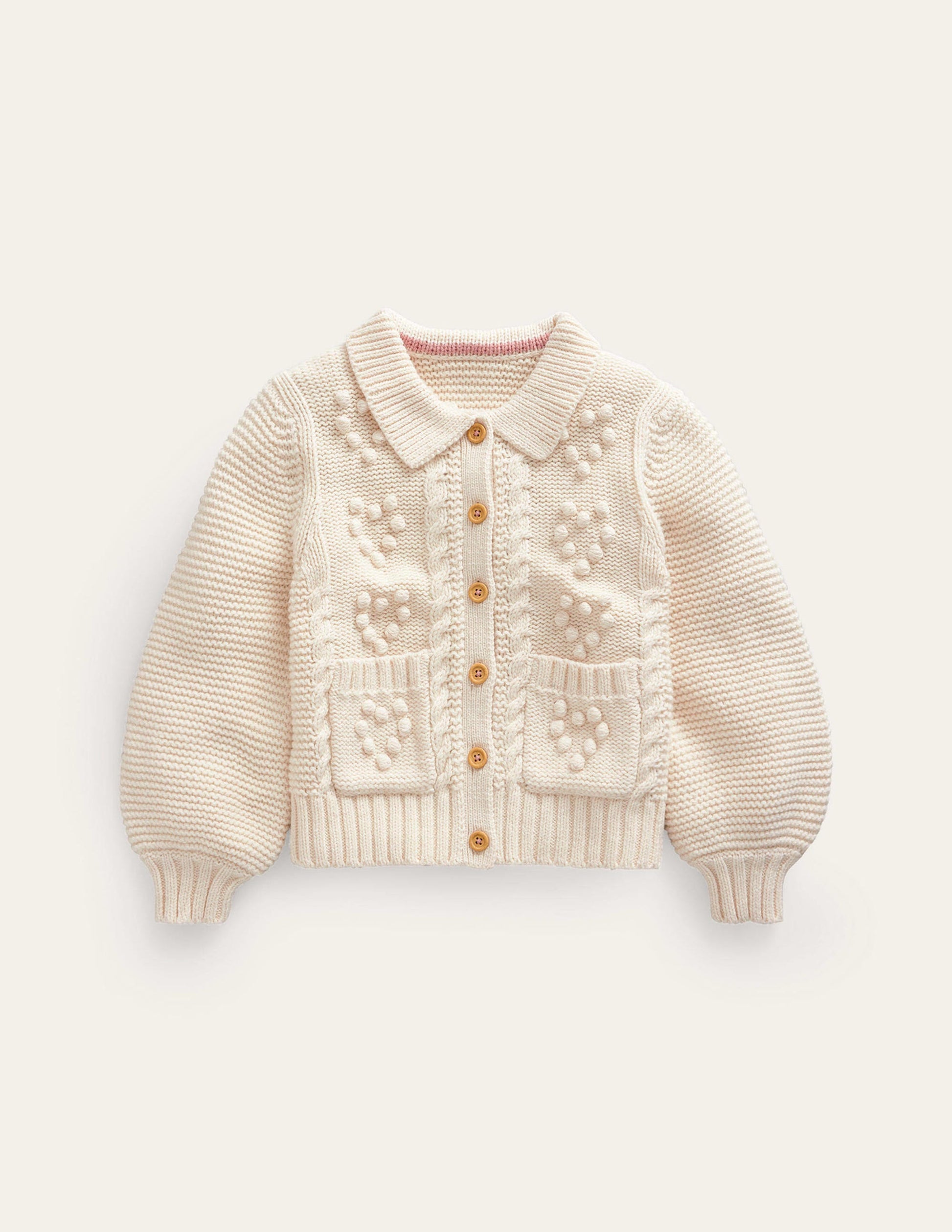 Gilet épais à col-Écru chiné-1