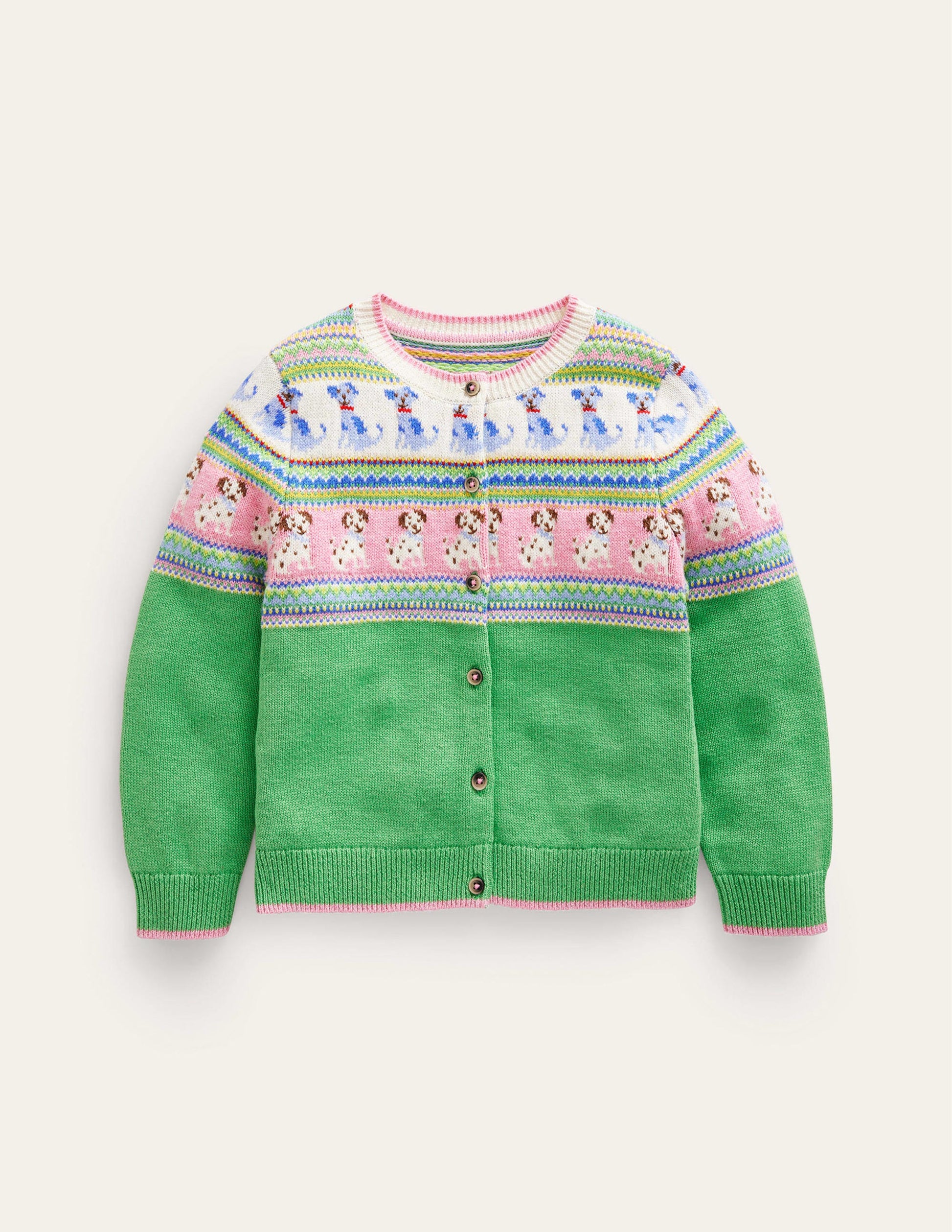 Fair-Isle-Strickjacke-Aloe-Grün Hunde-1