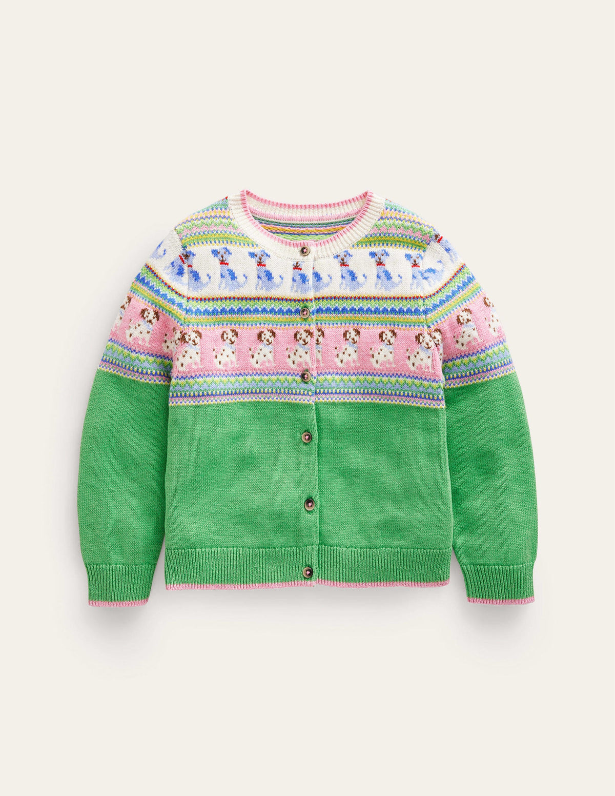 Fair-Isle-Strickjacke-Aloe-Grün Hunde - Image 1