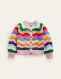 Gilet motif vague à manches blousantes-Arc-en-ciel multi